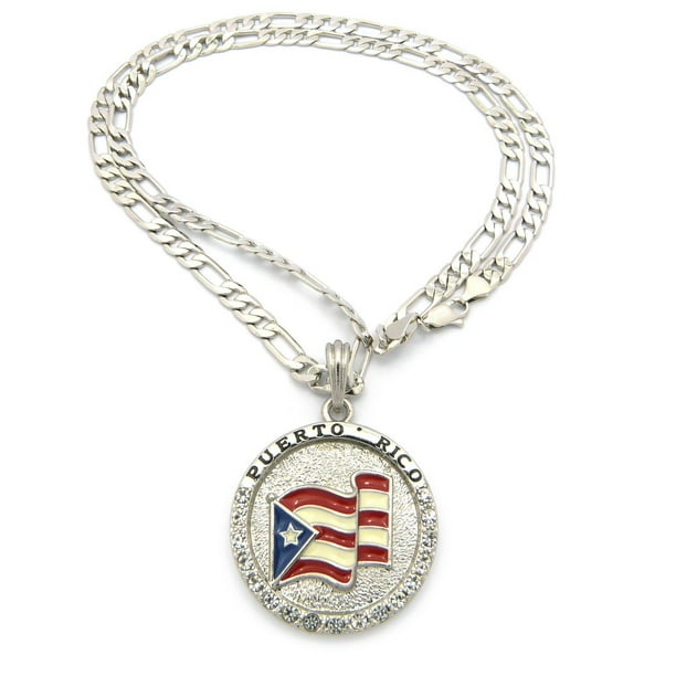Puerto Rico Heart Shaped Pendant with Flag Cutout in the Center 